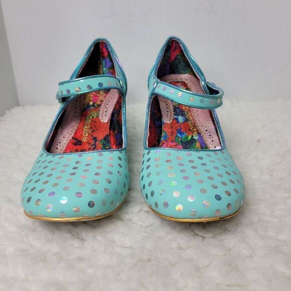 Irregular Choice  Doty For You Womens Size 10.5 Polka Dot Blue Metallic New - Picture 2 of 9